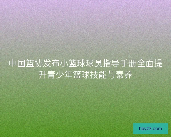 中国篮协发布小篮球球员指导手册全面提升青少年篮球技能与素养
