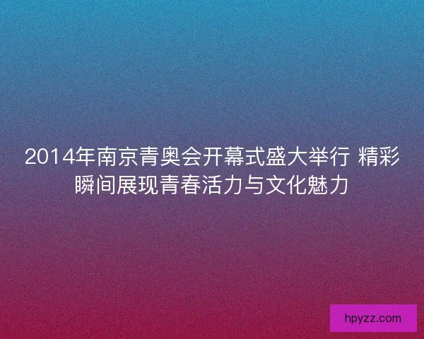 2014年南京青奥会开幕式盛大举行 精彩瞬间展现青春活力与文化魅力