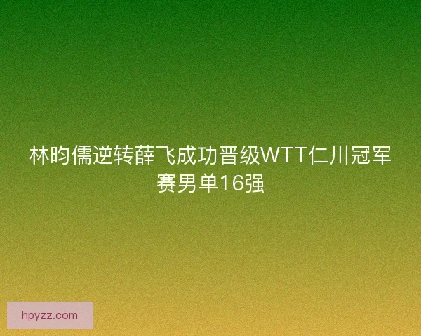 林昀儒逆转薛飞成功晋级WTT仁川冠军赛男单16强