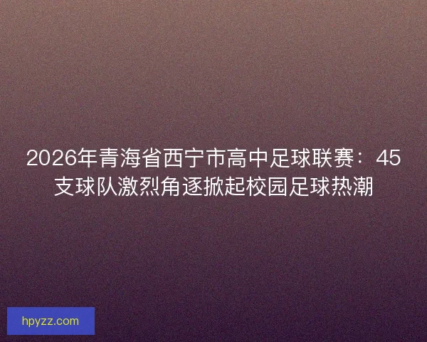 2026年青海省西宁市高中足球联赛：45支球队激烈角逐掀起校园足球热潮