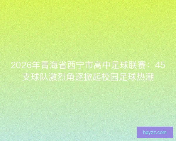2026年青海省西宁市高中足球联赛:45支球队激烈角逐掀起校园足球热潮 2026年青海省西宁市高中足球联赛:45支球队激烈角逐掀起校园足球热潮